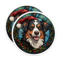 (2 Pack) Bernese Mountain Dog Magnets - Stained Glass Christmas Dog Decor - Holiday Refrigerator Pet - 5 Inches On Longest Side - Thick Durable Magnet - Made in USA - MAG28789