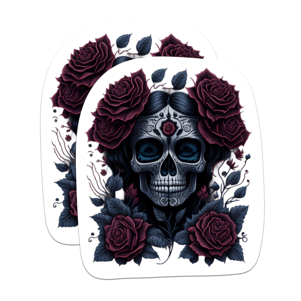 (2 Packs) Gothic Skulls with Rose Stickers - Skull and Rose Design Decals - 5 Inches On Longest Side - Premium Vinyl Decal - Sticks to Any Smooth Flat Surface - Made in USA - BMCS2303