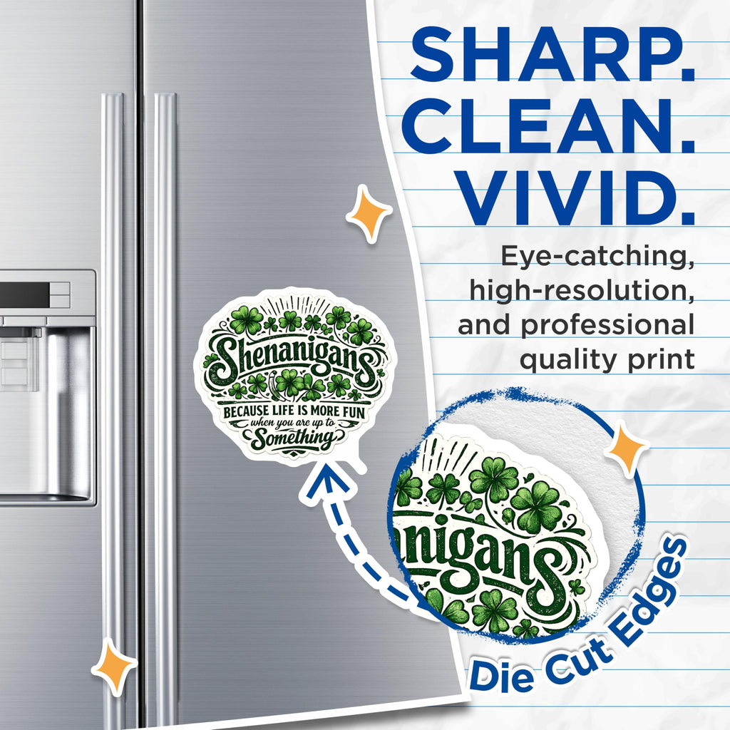 (2 Pack) Shenanigans Magnets - Funny Irish Refrigerator Decor - Clover St Patricks Day Accessory - 5 Inches On Longest Side - Thick Durable Magnet - Made in USA - MAG22351
