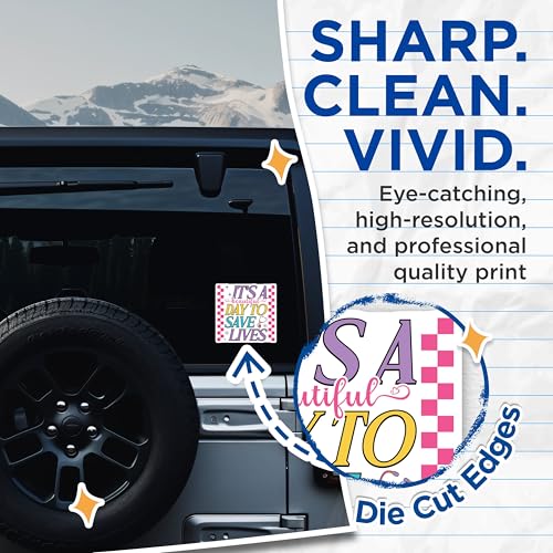 (2 Pack) Beautiful Day to Save Lives Stickers - 5" On Longest Side - Sticks to Smooth Flat Surfaces - Made in USA - BMCS9146 - BMCS9146