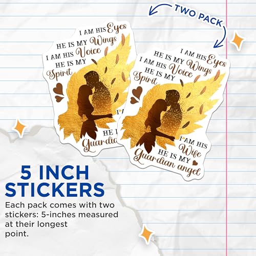 (2 Pack) Guardian Angel Stickers - Love Quote Stickers - Romantic Couple Stickers - 5" On Longest Side - Sticks to Smooth Flat Surfaces - Made in USA - BMCS6117