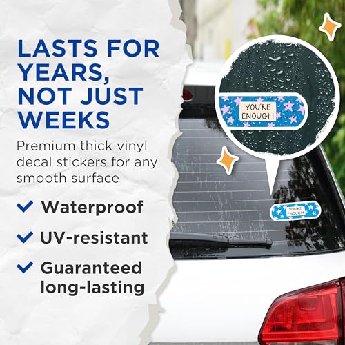 (2 Packs) You're Enough Bandage Stickers - Positive Motivating Inspiring Stickers Decals - 5 Inches On Longest Side - Premium Vinyl Decal - Sticks to Any Smooth Flat Surface - Made in USA - BMCS2317