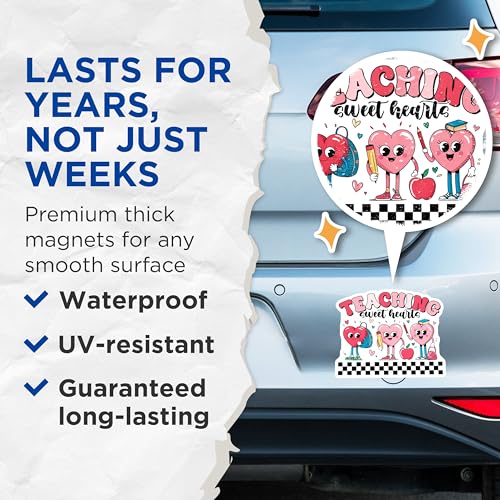 (2 Pack) Teaching Sweet Hearts Magnets - Cute Classroom Decor - Teacher Appreciation - 5" On Longest Side - for Cars, Fridges, Toolboxes - Made in USA - MAG7653