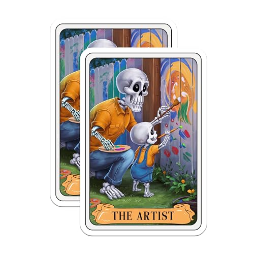 (2 Pack) Skeleton Artist Magnets - Halloween Art - Spooky Skeleton Art Magnets - 5" On Longest Side - for Cars, Fridges, Toolboxes - Made in USA - MAG4442