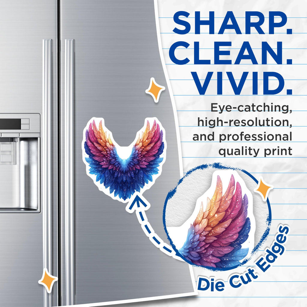 (2 Pack) Celestial Wings Magnets - Magical Fantasy Decor - Spiritual Aesthetic Art - 5 Inches On Longest Side - Thick Durable Magnet - Made in USA - MAG30040