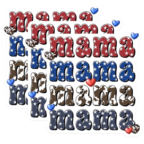 (3 Pack) Mama Star Decals - Mother Decal - Loving Mother - Patriotic Mama Decals - 3 Inches On Longest Side - Easy Peel & Apply - Made in USA - 3MCS6204