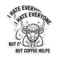 (2 Pack) Sarcastic Coffee Cow Magnets - Funny Highland Cow Decor - Introvert Humor Refrigerator Art - Coffee Lover Gifts - 5 Inches On Longest Side - Thick Durable Magnet - Made in USA - MAG38893