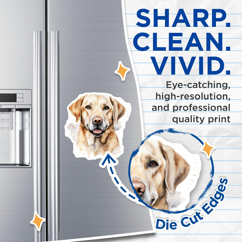 (2 Pack) Golden Retriever Magnets - Watercolor Dog Art - Pet Lover Fridge Decor - 5 Inches On Longest Side - Thick Durable Magnet - Made in USA - MAG24114