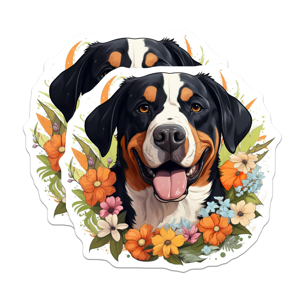 (2 Pack) Bernese Mountain Dog Magnets - Floral Pet Lover - Animal Fridge Decor - 5 Inches On Longest Side - Thick Durable Magnet - Made in USA - MAG29101