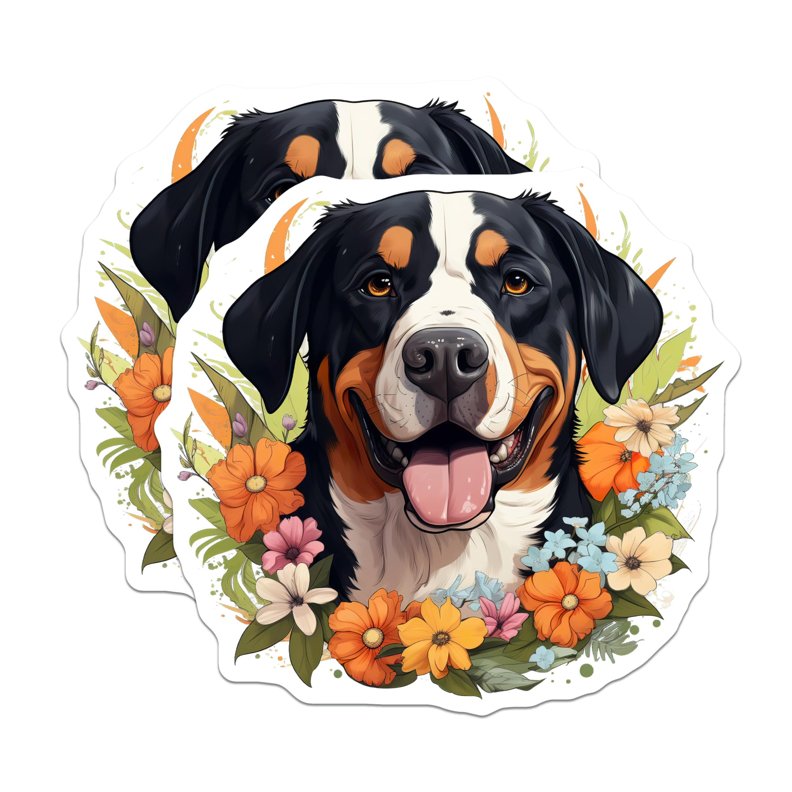 (2 Pack) Bernese Mountain Dog Magnets - Floral Pet Lover - Animal Fridge Decor - 5 Inches On Longest Side - Thick Durable Magnet - Made in USA - MAG29101