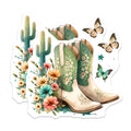 (2 Pack) Cowgirl Boots Magnets - Floral Western Decor - Cactus Butterfly Refrigerator Decor - 5 Inches On Longest Side - Thick Durable Magnet - Made in USA - MAG38544