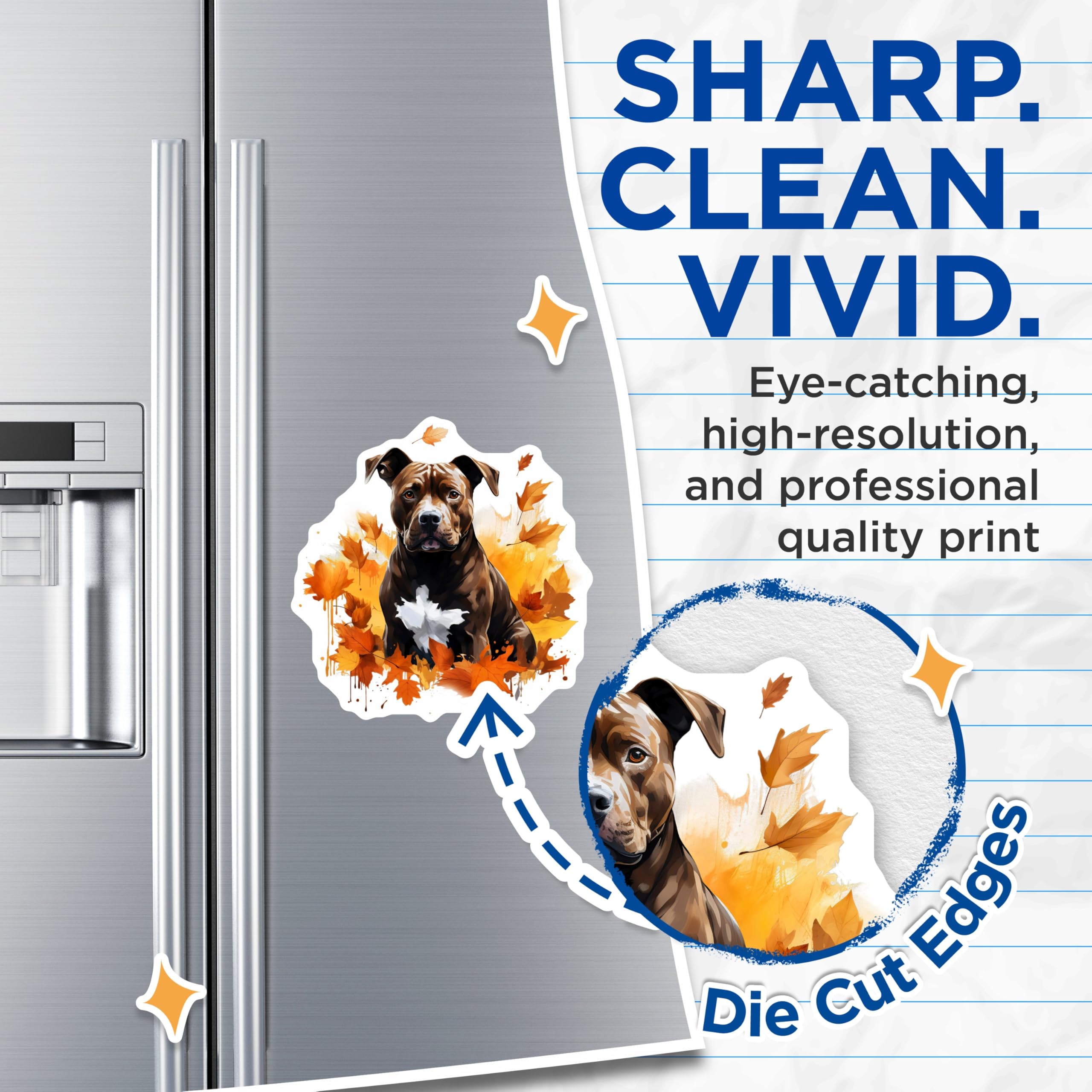 (2 Pack) Pitbull Dog Magnets - Autumn Fall Decor Pet Lover - Refrigerator Decals Dog Mom Accessories - 5 Inches On Longest Side - Thick Durable Magnet - Made in USA - MAG27204