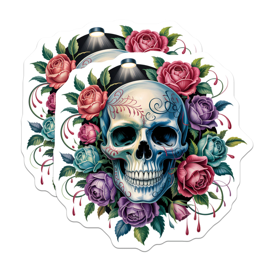 (2 Pack) Sugar Skull Roses Magnets - Dia de Los Muertos Art - Gothic Floral Decor - 5 Inches On Longest Side - Thick Durable Magnet - Made in USA - MAG21171