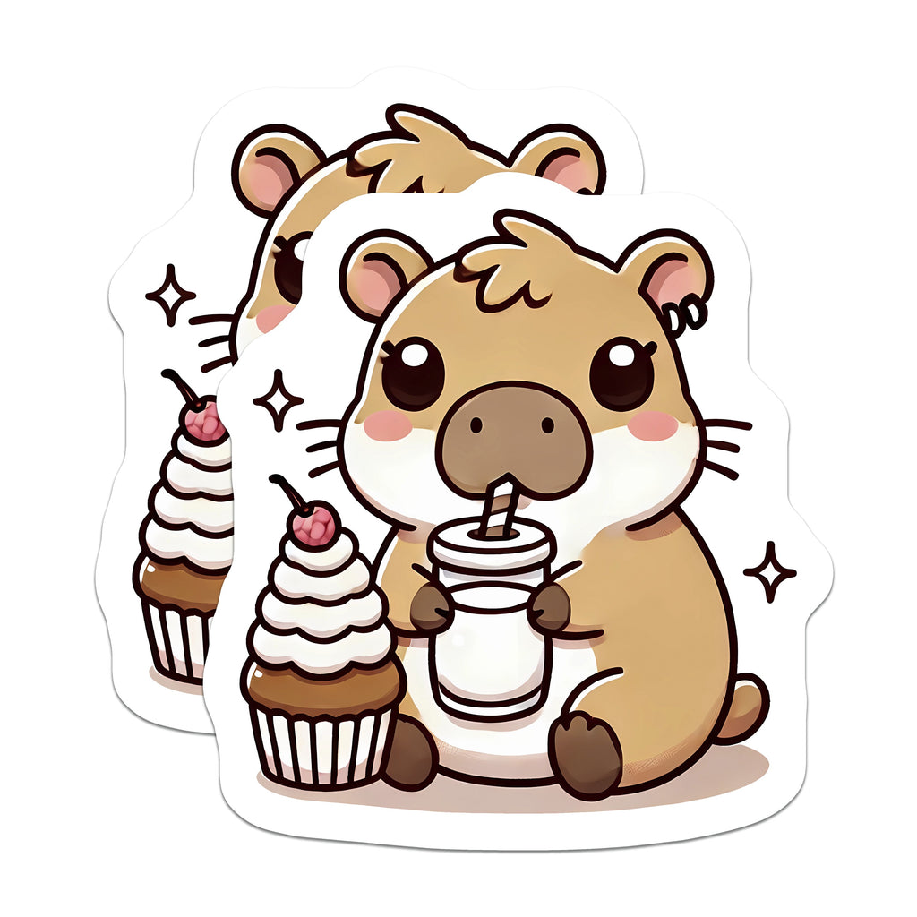 (2 Pack) Cute Hamster Magnets - Kawaii Animal Decor - Snack Time Pet Refrigerator Art - Sweet Treat Kitchen Accent - 5 Inches On Longest Side - Thick Durable Magnet - Made in USA - MAG38122