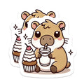 (2 Pack) Cute Hamster Magnets - Kawaii Animal Decor - Snack Time Pet Refrigerator Art - Sweet Treat Kitchen Accent - 5 Inches On Longest Side - Thick Durable Magnet - Made in USA - MAG38122