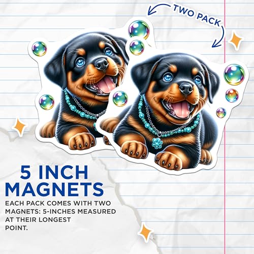 (2 Pack) Dog Lover Decor Magnet - Unique Canine Art Decorations for Home and Office - 5" On Longest Side - Sticks to Smooth Flat Surfaces - Made in USA - MAG9627