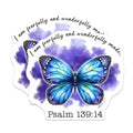 (2 Pack) Inspirational Butterfly Stickers - Psalm 139:14 - Religious Quote Stickers - 5" On Longest Side - Sticks to Smooth Flat Surfaces - Made in USA - BMCS9739