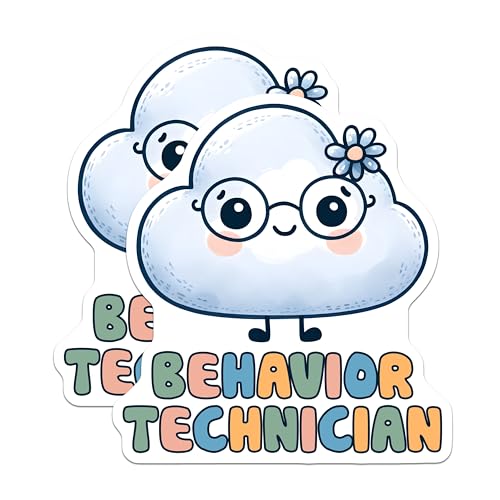 (2 Pack) Behavior Technician Magnets - Cute Cloud Character Magnets - Educational Office Decor Magnets - 5" On Longest Side - for Cars, Refrigerators, Toolboxes, Lockers - Made in USA BMCS3181