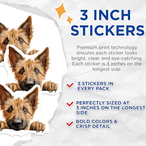 (3 Pack) Terrier Dog Decals - Cute Dog Stickers - Laptop Decals - 3 Inches On Longest Side - Easy Peel & Apply - Made in USA - 3MCS8628