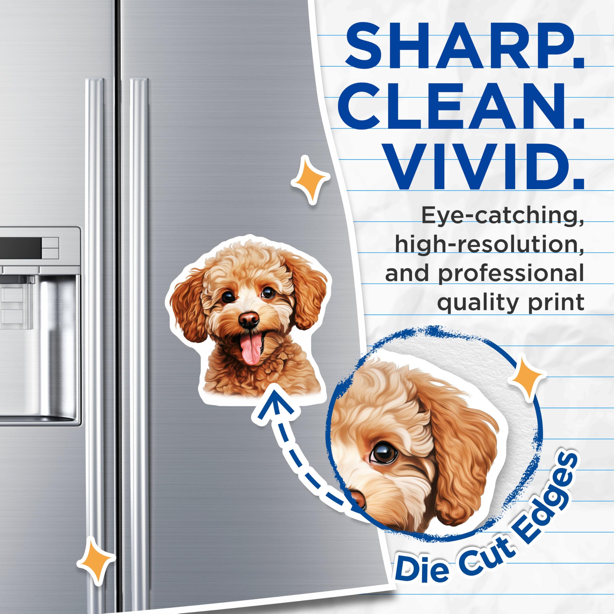 (2 Pack) Poodle Puppy Magnets - Adorable Dog Decor - Cute Pet Refrigerator Accessory - 5 Inches On Longest Side - Thick Durable Magnet - Made in USA - MAG24599