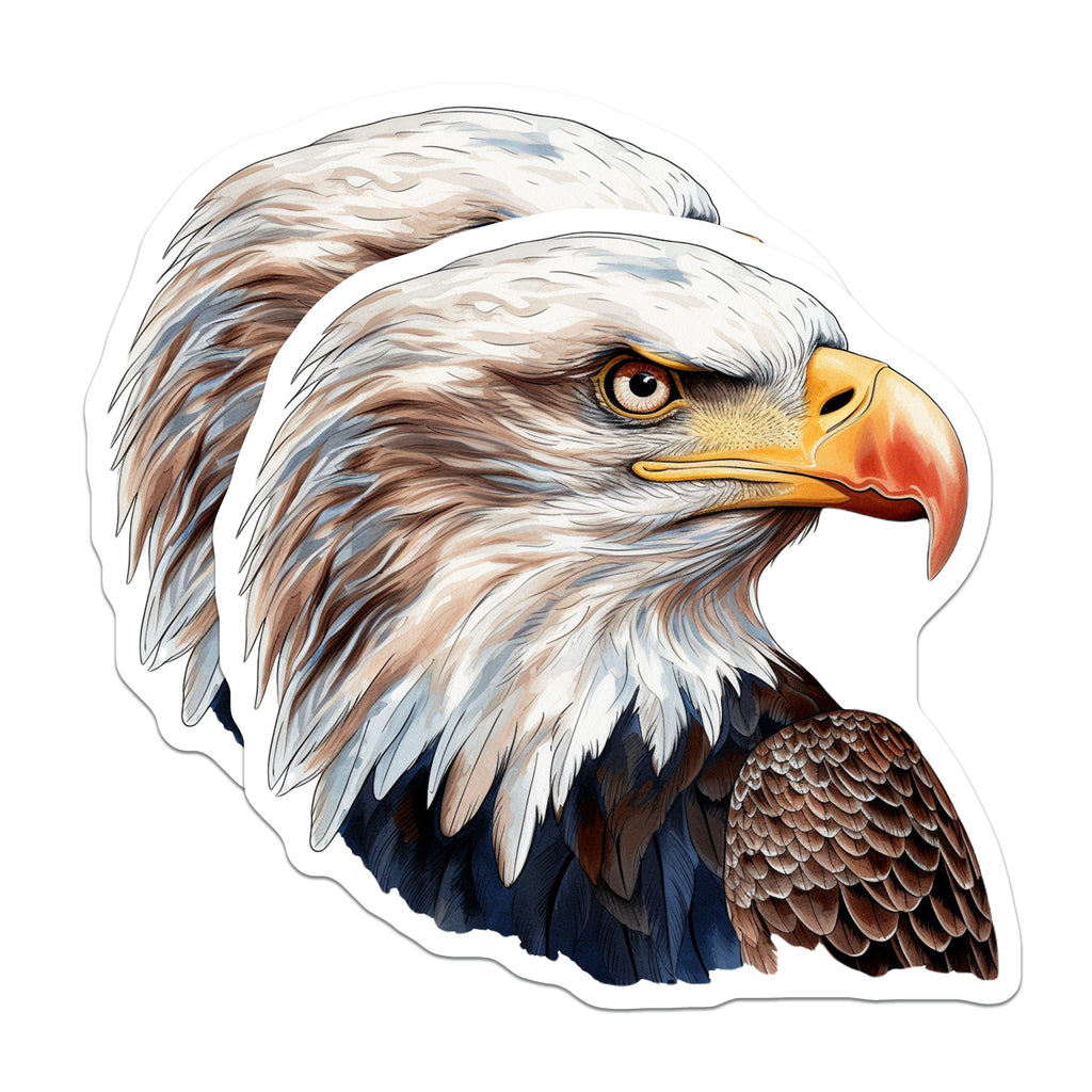(2 Pack) Bald Eagle Head Magnets - American Wildlife Decor - Patriotic USA Symbol - Refrigerator Accessory - 5 Inches On Longest Side - Thick Durable Magnet - Made in USA - MAG39570