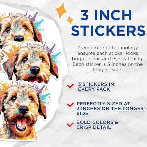 (3 Pack) Wheaten Terrier Decals - Dog Laptop Decal - Cute Puppy Decal - 3 Inches On Longest Side - Easy Peel & Apply - Made in USA - 3MCS0834