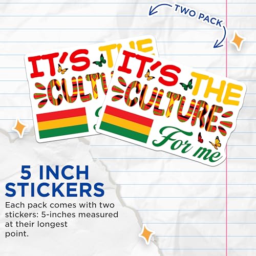(2 Pack) It's The Culture for Me Stickers - Butterfly - Colorful Flag - 5" On Longest Side - Sticks to Smooth Flat Surfaces - Made in USA - BMCS7358