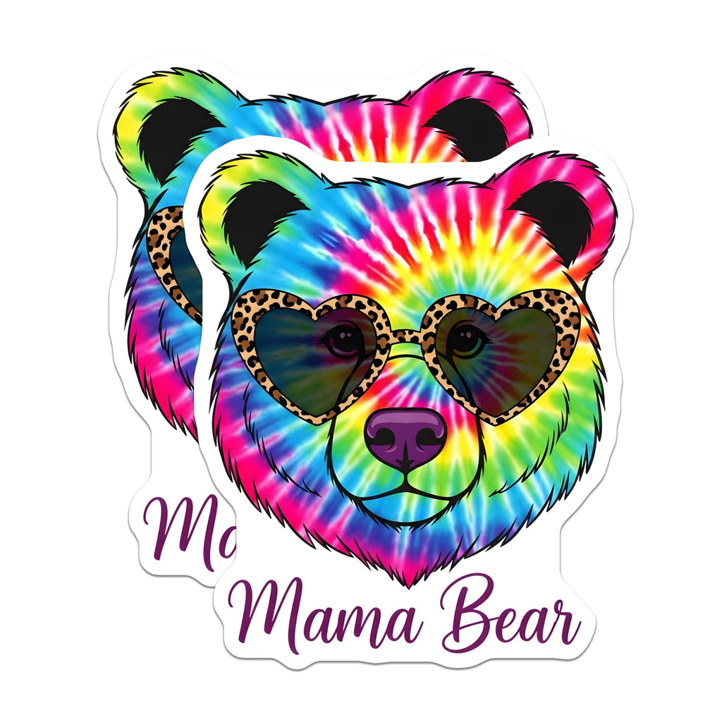 (2 Pack) Mama Bear Magnets - Tie Dye Style - Animal Lover Decoration - 5" On Longest Side - Premium Magnet - for Cars, Refrigerators, Toolboxes, Lockers - Made in USA - MAG18190