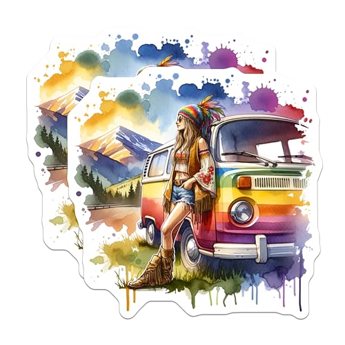 (2 Pack) Boho Girl Stickers - 5" On Longest Side - Sticks to Smooth Flat Surfaces - Made in USA - BMCS8835 - BMCS8835