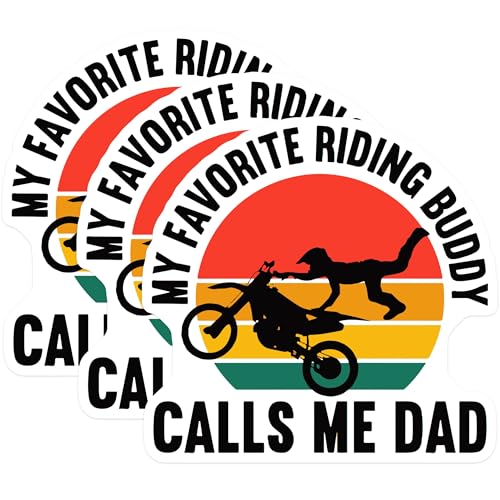(3 Pack) Motocross Dad Decals - Riding Buddy - Father Motorbike Laptop Decals - 3 Inches On Longest Side - Easy Peel & Apply - Made in USA - 3MCS4607