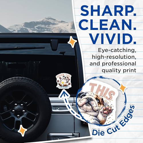 (2 Pack) Screw This I'm Done Stickers - Funny Dog Stickers - Bulldog Stickers - 5" On Longest Side - Sticks to Smooth Flat Surfaces - Made in USA - BMCS5926