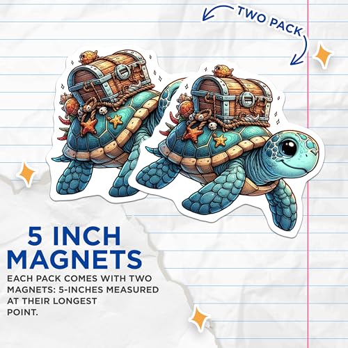 (2 Pack) Cute Ocean Animal Magnet - Coastal Decor - Ocean Life Decor - 5" On Longest Side - Sticks to Smooth Flat Surfaces - Made in USA - MAG10103