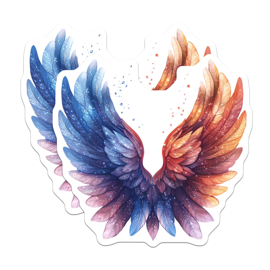(2 Pack) Radiant Sparkling Wings Magnets - Fire Ice Feather Art - Ethereal Mystic Decor - 5 Inches On Longest Side - Thick Durable Magnet - Made in USA - MAG23607