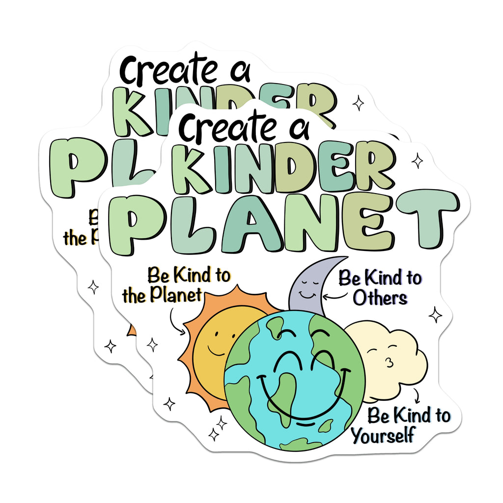 (2 Pack) Kinder Planet Magnets - Kindness Message Decor - Self Care Affirmation - Earth Day Refrigerator - 5 Inches On Longest Side - Thick Durable Magnet - Made in USA - MAG39945