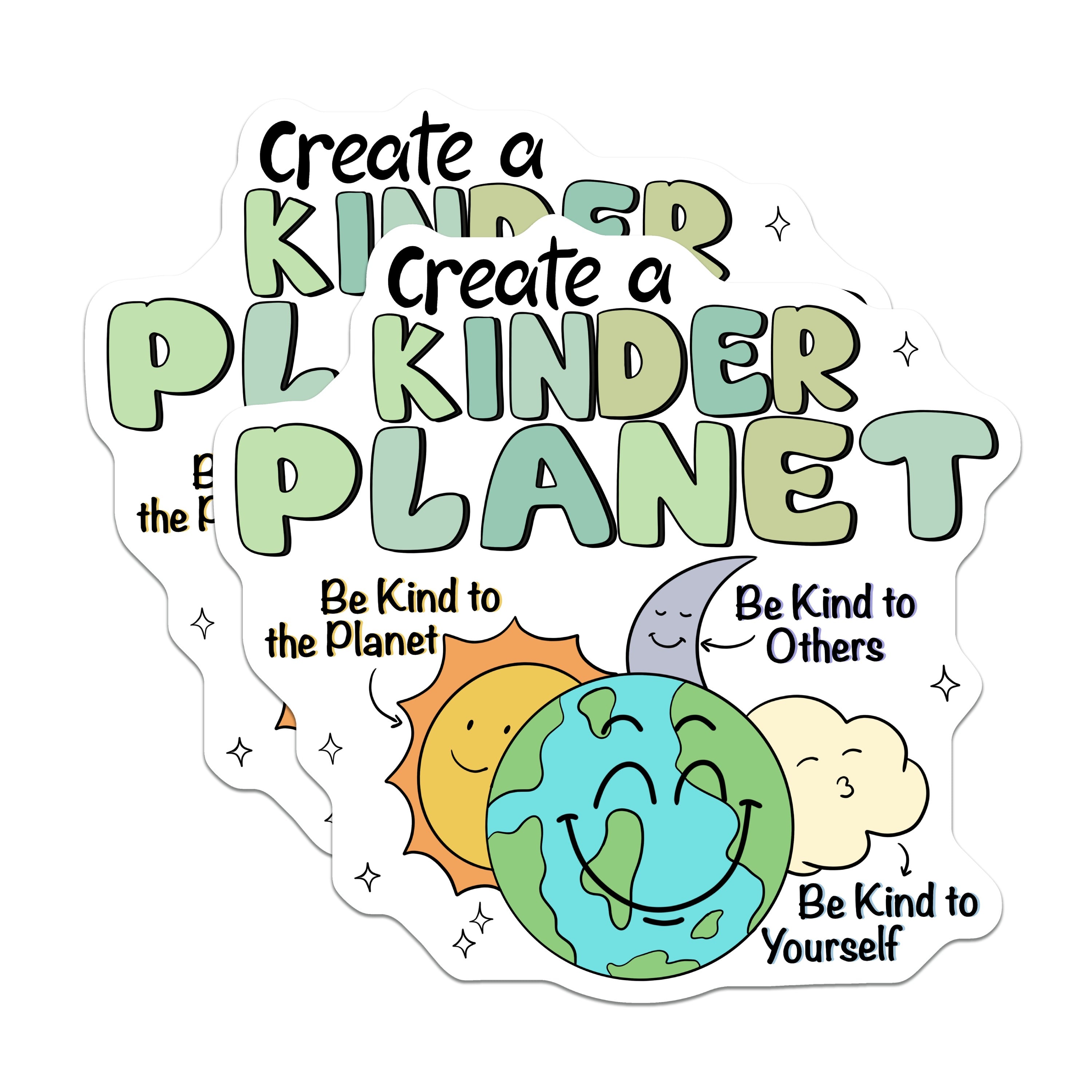 (2 Pack) Kinder Planet Magnets - Kindness Message Decor - Self Care Affirmation - Earth Day Refrigerator - 5 Inches On Longest Side - Thick Durable Magnet - Made in USA - MAG39945