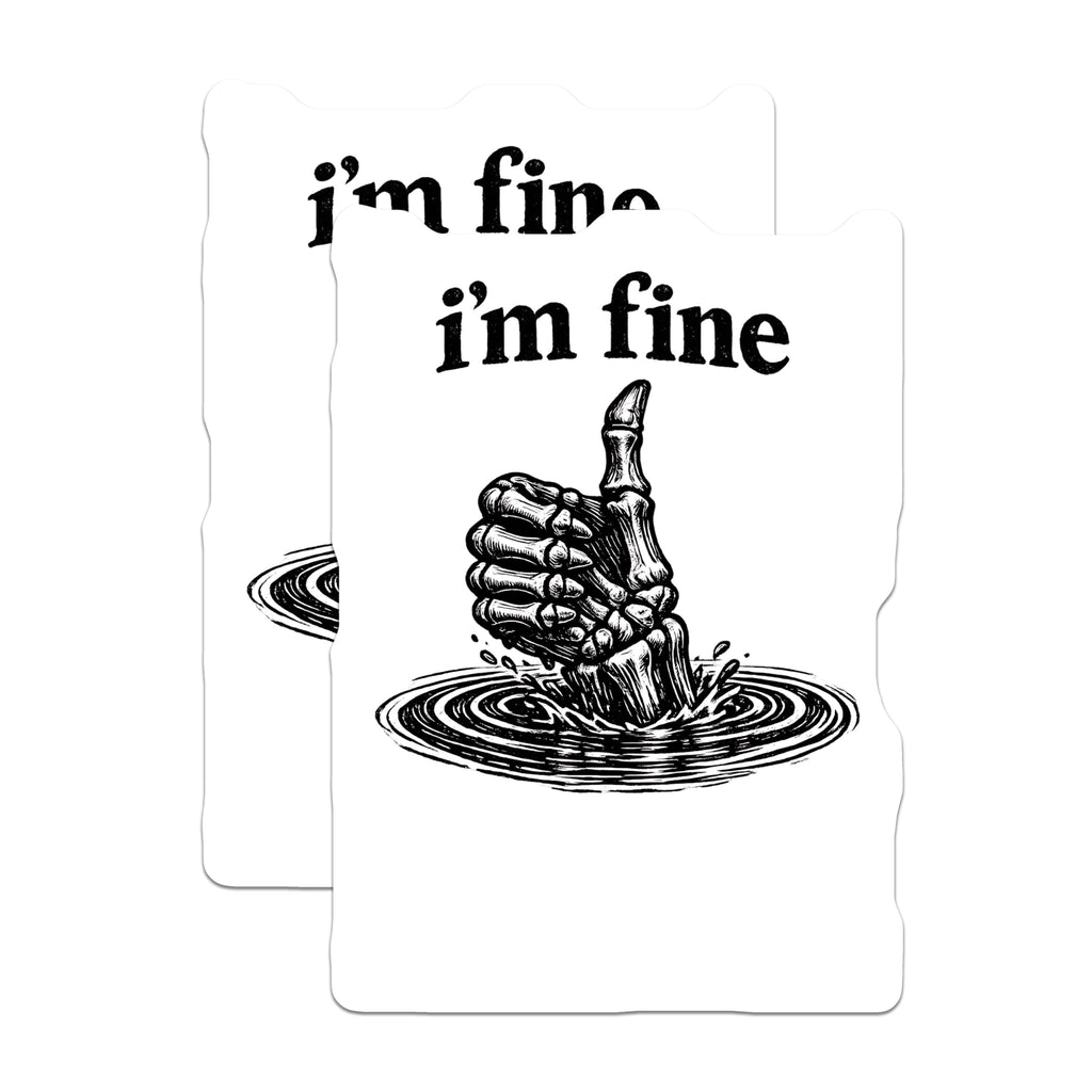 (2 Pack) Skeleton Thumbs Up Magnets - Im Fine Sarcastic Humor Magnets - Goth Dark Aesthetic Fridge Decor Display - 5 Inches On Longest Side - Thick Durable Magnet - Made in USA - MAG23093