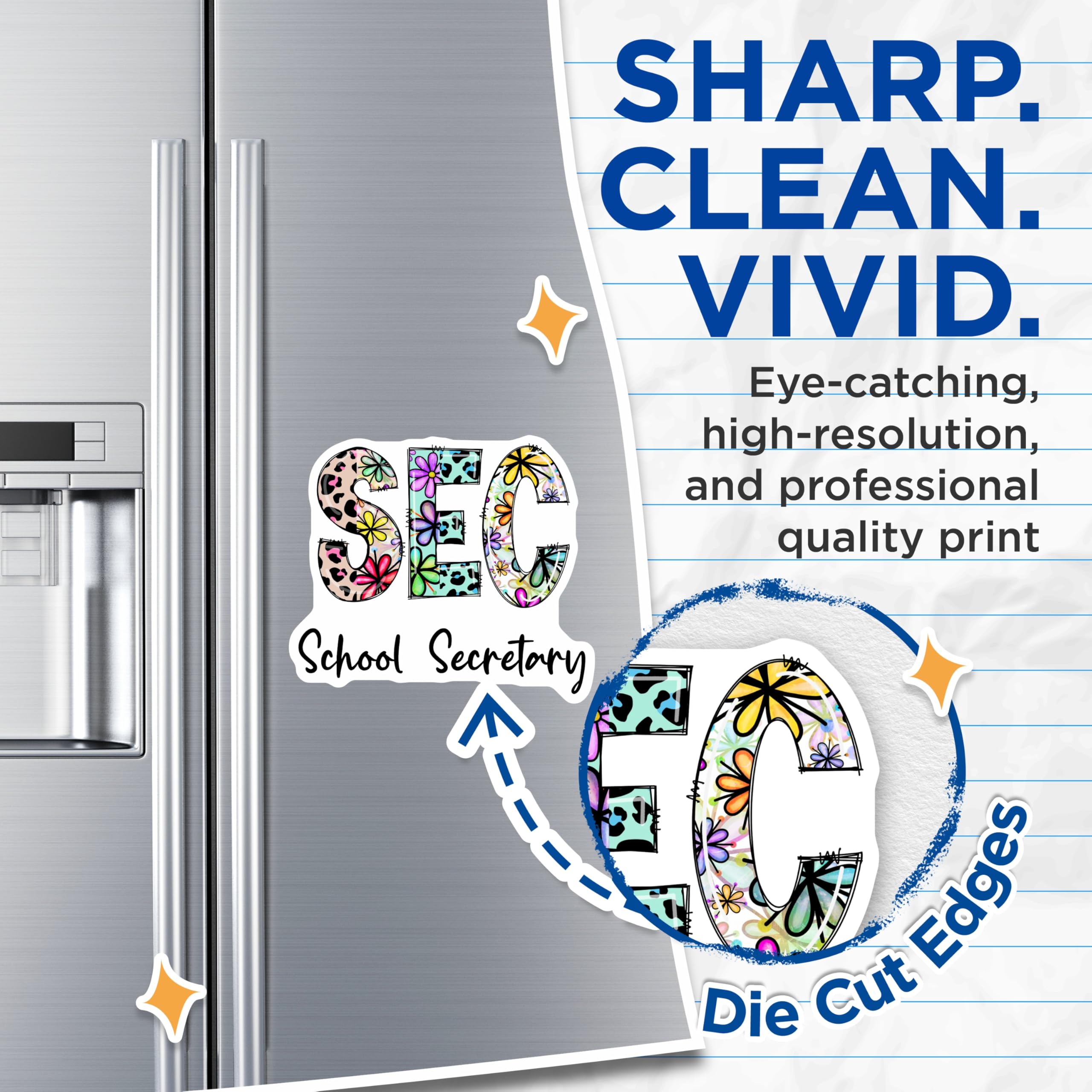 (2 Pack) School Secretary Magnets - Floral Print - Teacher Appreciation Magnet - 5" On Longest Side - Premium Magnet - for Cars, Refrigerators, Toolboxes, Lockers - Made in USA - MAG16182