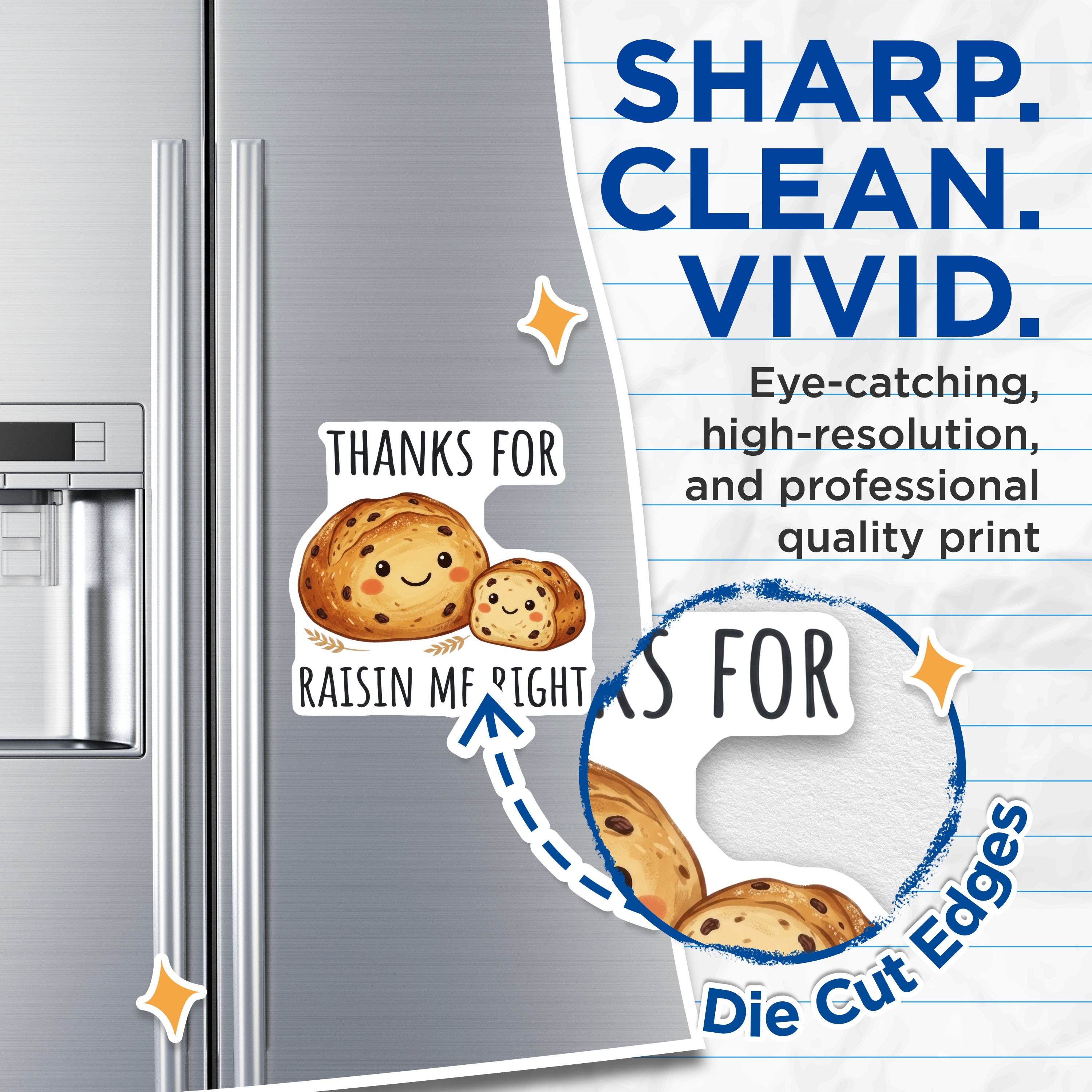 (2 Pack) Thanks for Raisin Me Right Magnets - Punny Food Fridge Decor - Parent Appreciation - 5 Inches On Longest Side - Thick Durable Magnet - Made in USA - MAG36415