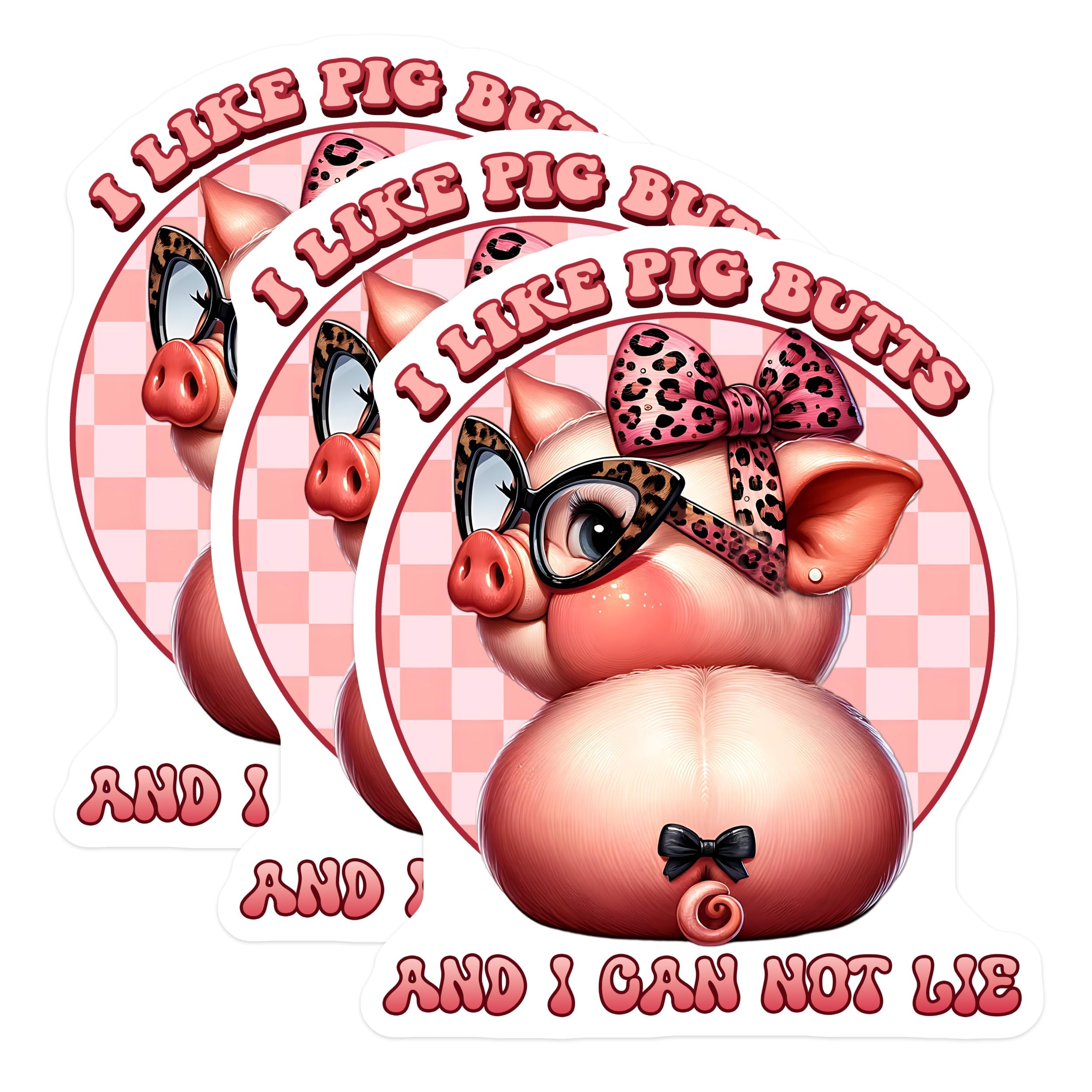 (3 Pack) Pig Butts Decals - Funny Pig Decals - Animal Humor Sticker - 3 Inches On Longest Side - Easy Peel & Apply - Made in USA - 3MCS6691