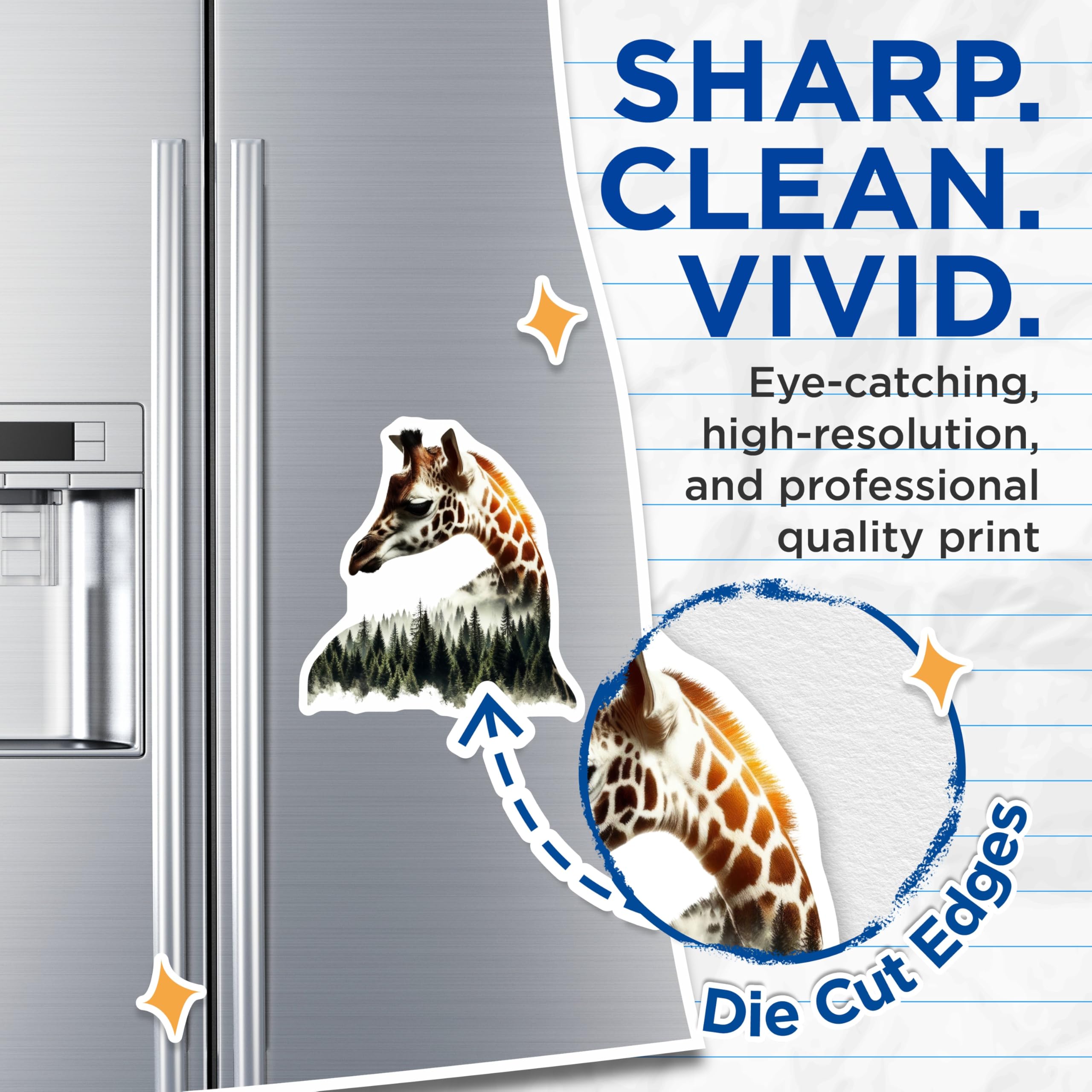 (2 Pack) Giraffe Magnets - Forest Scene Decor - Animal Lover Refrigerator Magnets - 5" On Longest Side - Premium Magnet - for Cars, Refrigerators, Toolboxes, Lockers - Made in USA - MAG14910