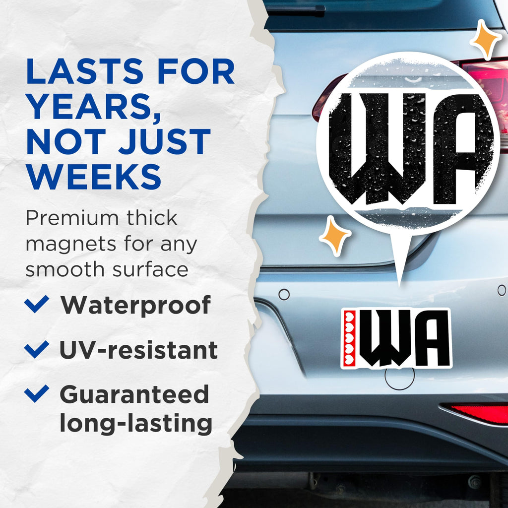 (2 Pack) IWA Initials Magnets - Heart Accent - Alphabet Home Decor - 5" On Longest Side - Premium Magnet - for Cars, Refrigerators, Toolboxes, Lockers - Made in USA - MAG17532