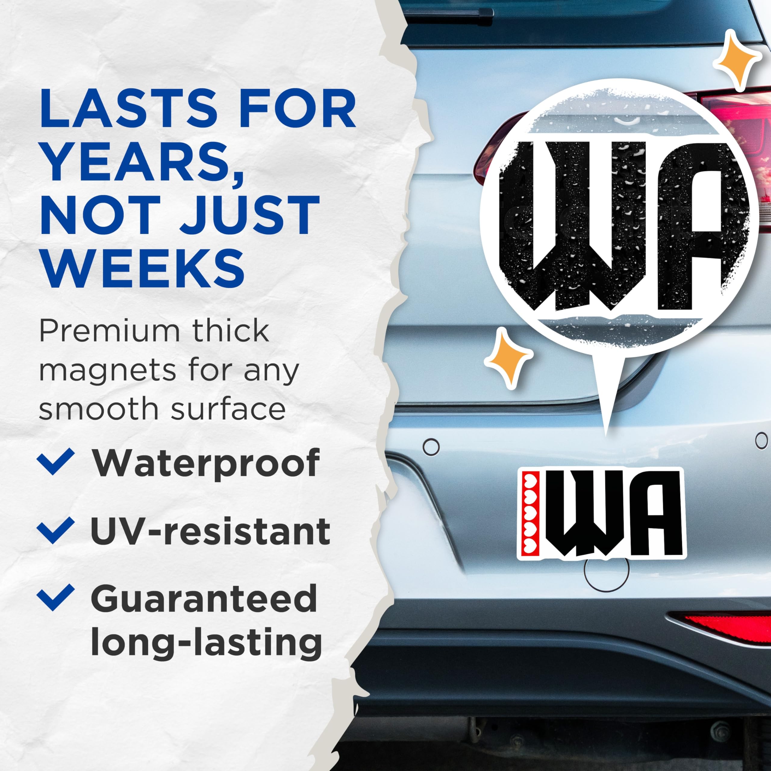 (2 Pack) IWA Initials Magnets - Heart Accent - Alphabet Home Decor - 5" On Longest Side - Premium Magnet - for Cars, Refrigerators, Toolboxes, Lockers - Made in USA - MAG17532