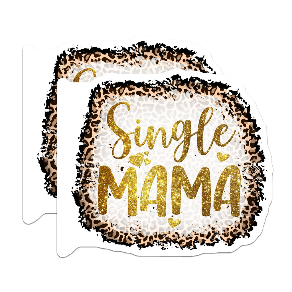 (2 Pack) Single Mama Magnets - Leopard Print Mom Decor - Empowering Single Parent Home Accent - 5 Inches On Longest Side - Thick Durable Magnet - Made in USA - MAG36942