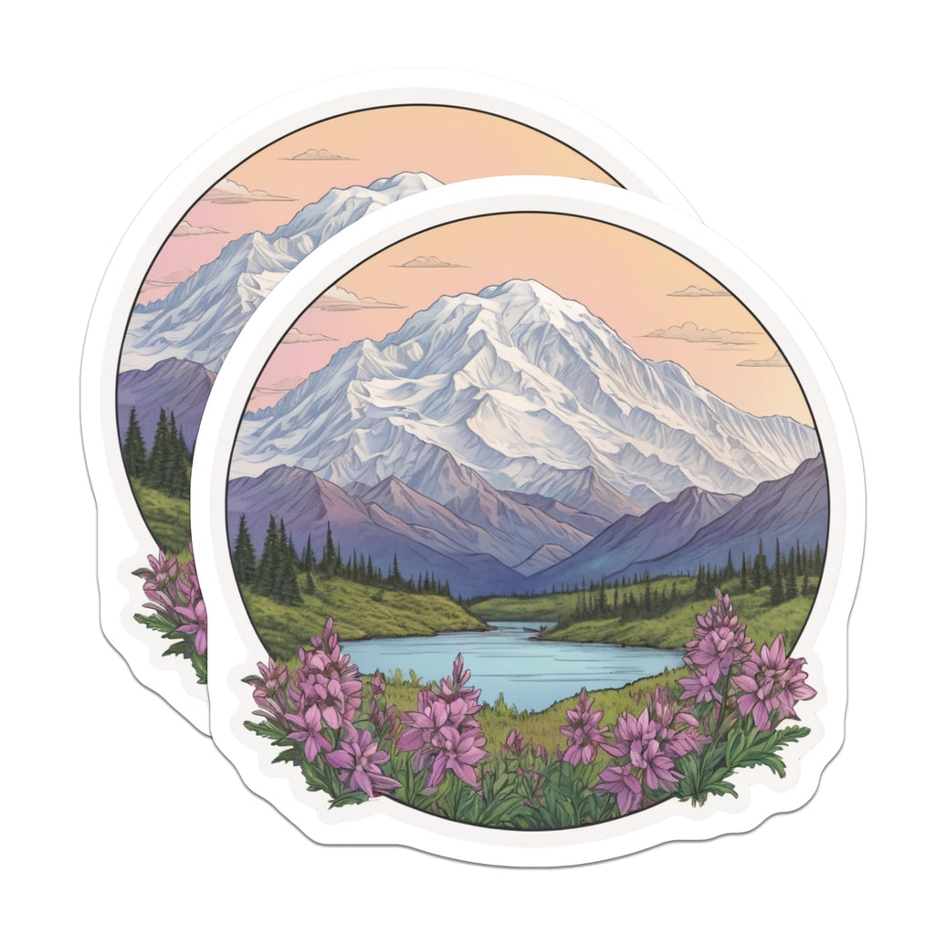 (2 Pack) Denali Alaska Magnets - Mountain Lake Art - Fridge Decor - 5" On Longest Side - Premium Magnet - for Cars, Refrigerators, Toolboxes, Lockers - Made in USA - MAG17513