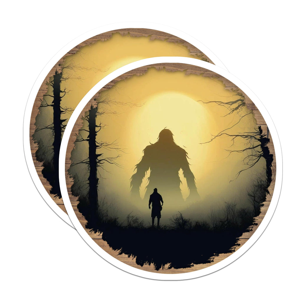 (2 Pack) Bigfoot Sasquatch Magnets - Cryptid Forest Silhouette - Mysterious Wilderness Legend Art - Paranormal Folklore Decor - 5 Inches On Longest Side - Thick Durable Magnet - Made in USA - MAG24767