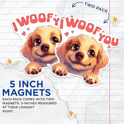 (2 Packs) I Woof You Dog Breed Magnets - Cute Dog Woof You Magnets - 5 Inches On Longest Side - Premium Magnet - for Fridges, Toolboxes, Cars - Made in USA - MAG2366