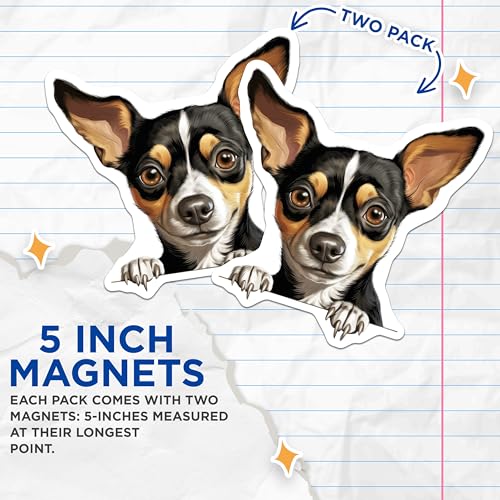 (2 Pack) Cute Dog Lover Gifts Magnet - Kitchen Decor - Pet Owner Essentials - 5" On Longest Side - Sticks to Smooth Flat Surfaces - Made in USA - MAG10262