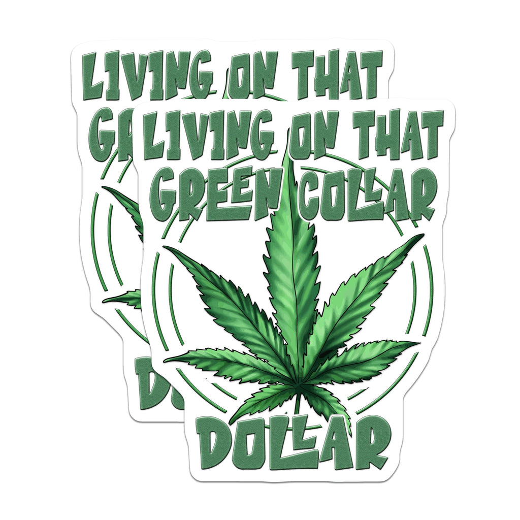 (2 Pack) Green Collar Dollar Magnets - Cannabis Decor - Weed Leaf Artwork - 5" On Longest Side - Premium Magnet - for Cars, Refrigerators, Toolboxes, Lockers - Made in USA - MAG15064