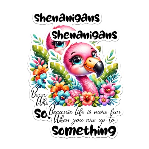 (2 Pack) Sheigans Magnets - Flamingo Fun Magnets - Colorful Animal Magnets - Life is Fun Quote Magnets- 5" On Longest Side - for Fridges, Toolboxes, Cars - Made in USA - MAG2938