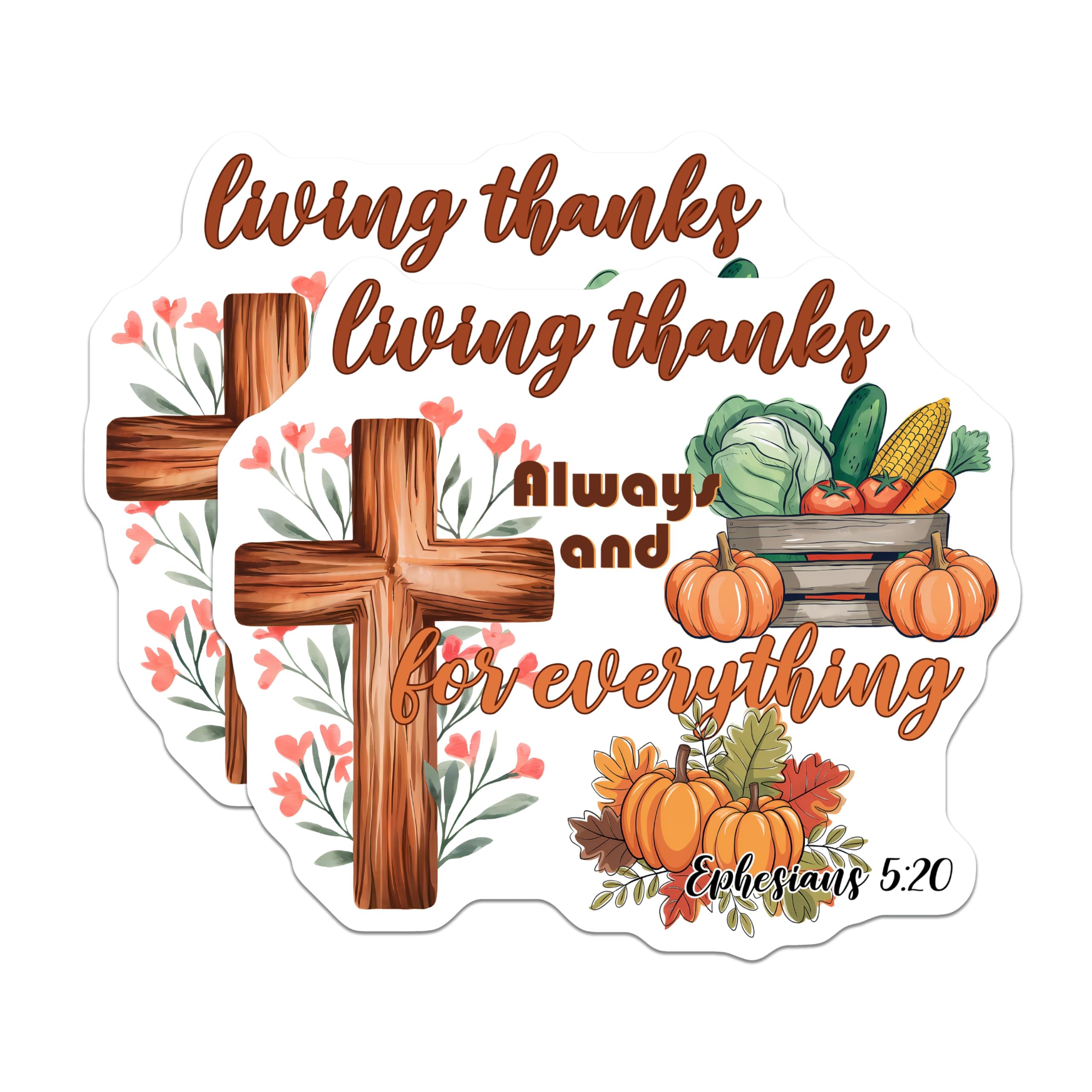 (2 Pack) Christian Thanksgiving Magnets - Ephesians 5:20 Scripture Art - Always for Everything Faith Home Decor - 5 Inches On Longest Side - Thick Durable Magnet - Made in USA - MAG23885